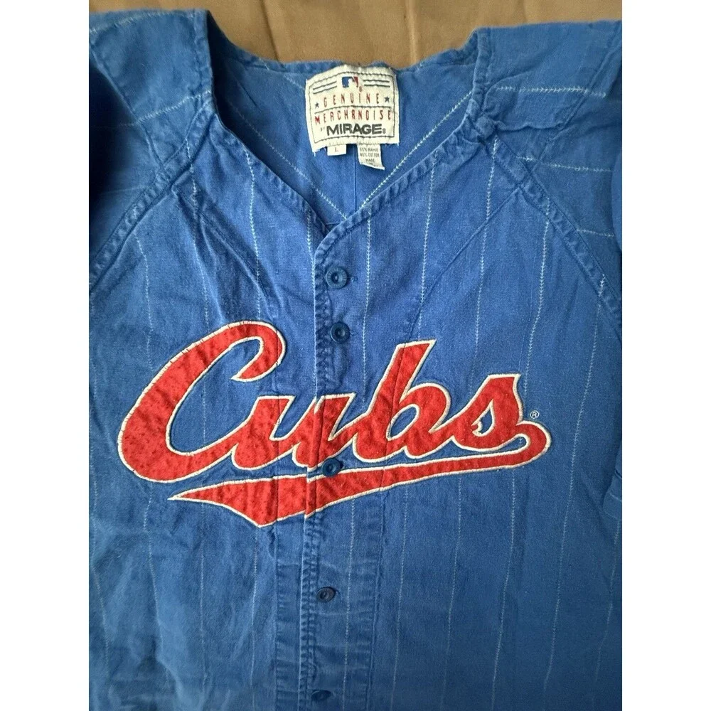 Vintage Chicago Cubs Sammy Sosa Jersey Large, Mirage Mens Blue Cotton Button Up - Picture 4 of 10
